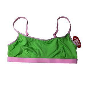 Parade Re:Play Scoop Neck Wireless Bralette Lime Green and Light Pink Sz Small